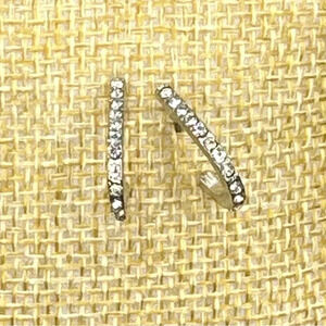 Silver pave Huggies mini open hoops earrings dainty jewelry